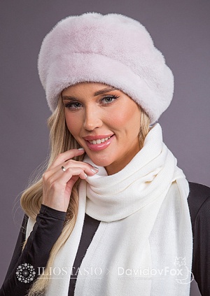 Берет на ножке экомех дымчатая роза