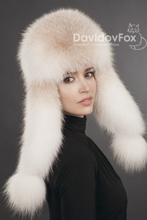 Ушанка Элит кожа полярка карамель